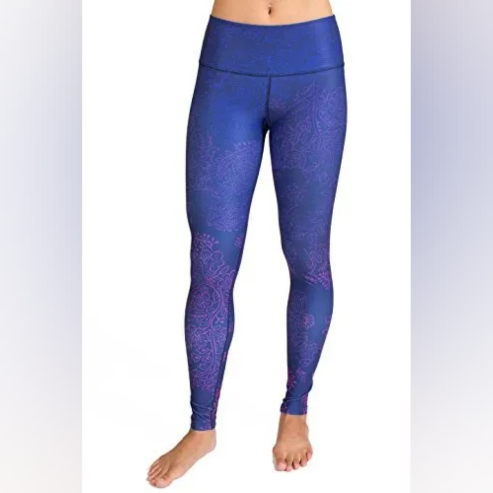 My Inner Fire Purple Pink Floral High Rise Yoga Leggings size small 6 Women's